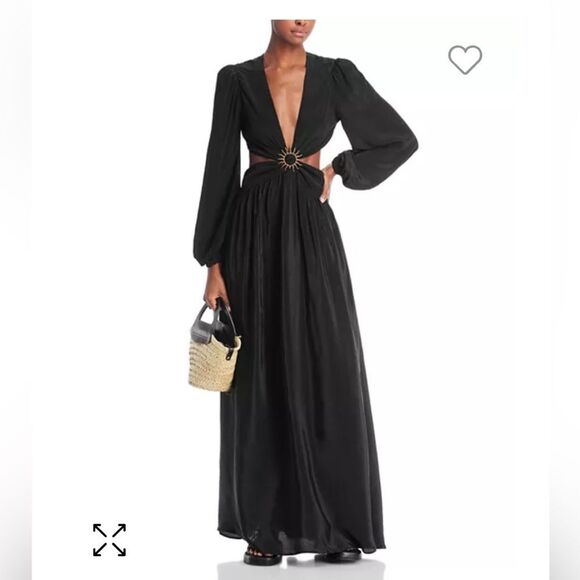 FARM Rio Dresses & Skirts - FARM Rio Black Long Sleeve Cut Out Maxi Dress